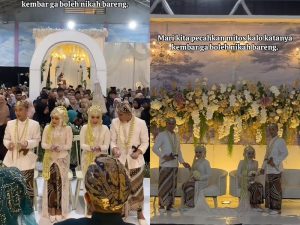 Viral Pengantin Kembar Ini Nekat Gelar Pernikahan Berbarengan, Mitos Jadi Sorotan