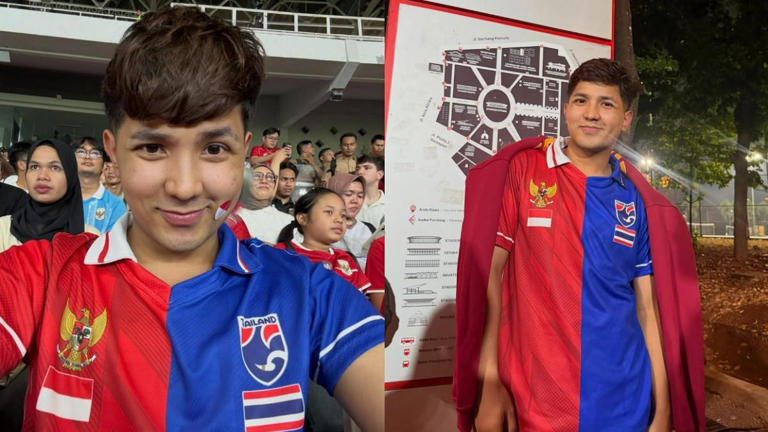 Bikin Ketawa! Jirayut Hadir Di GBK Dengan Jersey IDN-THAI